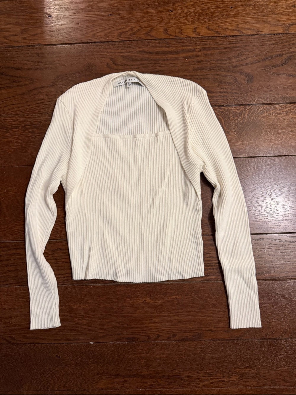 Celebrity Pink Cream Ribbed Top